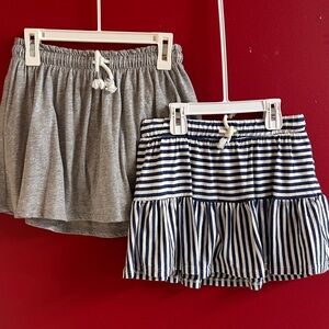 Cat & Jack Heather Gray Girls Drawstring Skort and blue striped set of 2 size 8